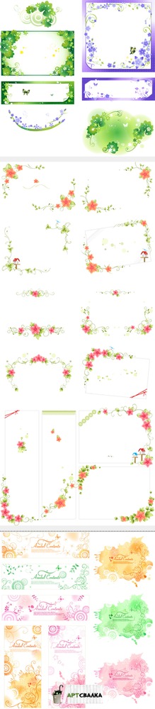 Векторные рамки - рисованные цветы | Vector frames - hand drawn flowers